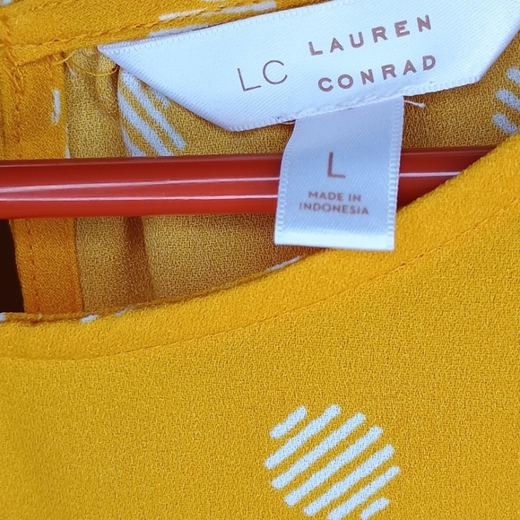 LX Lauren Conrad - Mustard Yellow Polka Dot Blouse - Picture 5 of 7